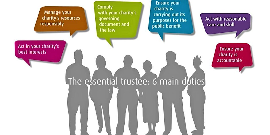 outlines of people in a row and info about being a trustee