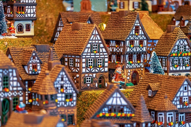Gingerbread houses. A cosy and warm image. 