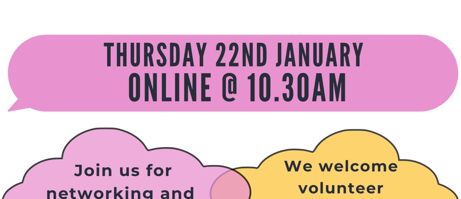 Yellowy orange and cool pink speech bubbles with details about the VMF. All details are in the copy below.