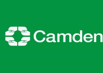 Camden council logo in white on a green background